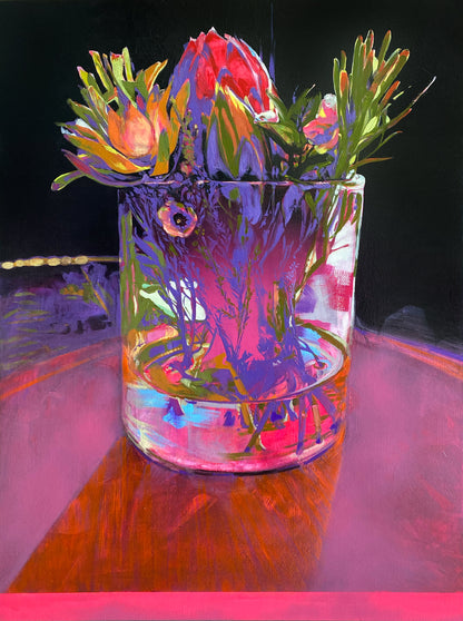 "Fynbos, vase" oil and spray-paint on linen - 77cm x 102cm x 5cm