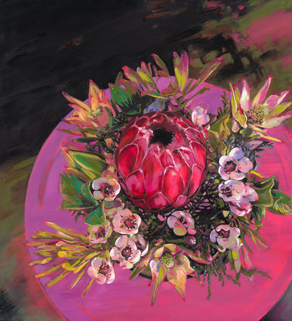 "Fynbos, round" oils on canvas - 90cm x 82cm x 2.5cm